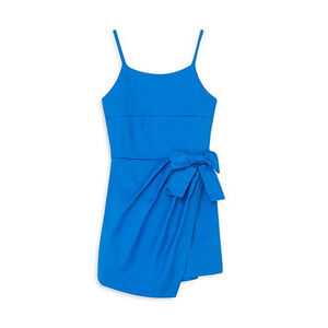 Habitual Kids Big Girls' Cotton Blend Faux Wrap Romper Blue Size 14 2619